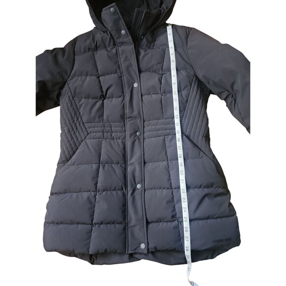 Lands' End Quilted Down Winter Puffer Coat Women's Size Medium Black Stretch - Picture 7 of 10